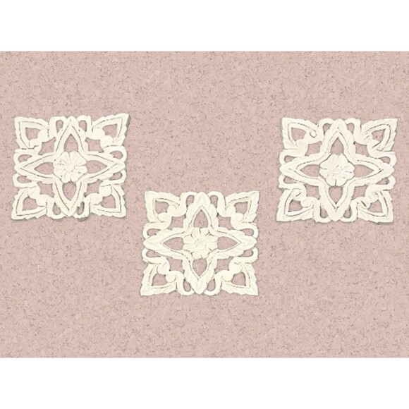 9 Inch Square Beautiful Hand Carved Wall Panel Hanging Plaques Home Art Set of 3 - Picture 6 of 9